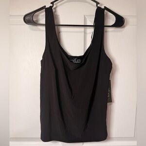 Alex Evenings, Black Sleeveless Draped Neck Top, Size S NWT